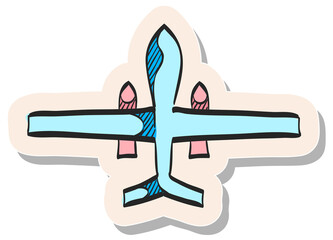 Hand drawn sticker style icon Unmanned aerial vehicle
