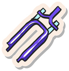 Hand drawn sticker style icon Bicycle suspension fork