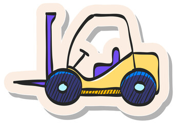 Hand drawn sticker style icon Forklift