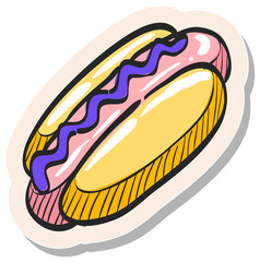 Hand drawn sticker style icon Hot dog