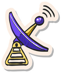 Hand drawn sticker style icon Satellite receiver