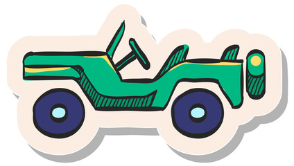 Hand drawn sticker style icon Military vehicle