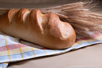 Fresh fragrant bread on rustic