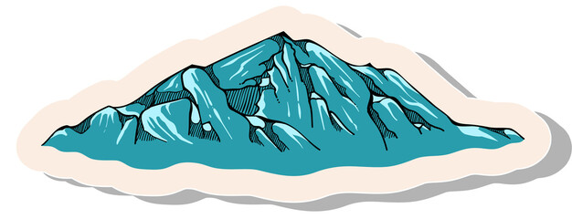Hand drawn sticker style mountains vector illustration
