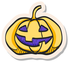 Hand drawn sticker style Pumpkin characters drawing vector illustration