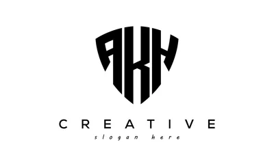 Deurstickers AKH letter creative logo with shield  © Murad Gazi