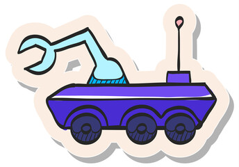 Hand drawn sticker style icon Space rover