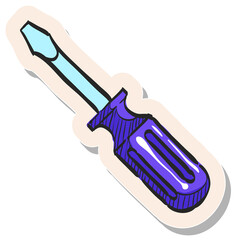 Hand drawn sticker style icon Screwdriver