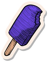 Hand drawn sticker style ice cream vector illustration