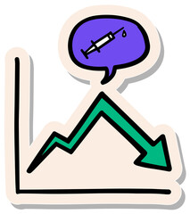 Hand drawn sticker style vaccination data chart concept icon vector illustration