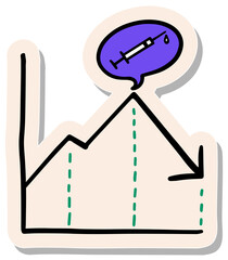 Hand drawn sticker style vaccination data chart concept icon vector illustration