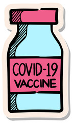 Hand drawn sticker style vaccine vial icon vector illustration