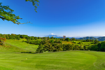 新緑の芝生の整ったゴルフ場