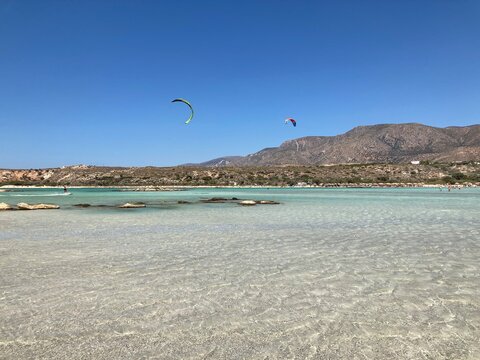 kite surfing on the beach