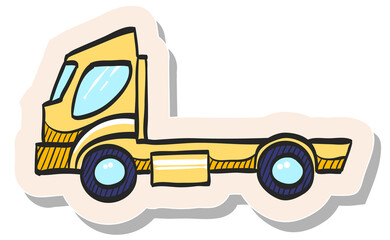 Hand drawn sticker style icon Container truck