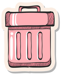 Hand drawn sticker style icon Trash bin