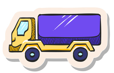 Hand drawn sticker style icon Military truck