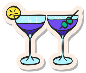 Hand drawn sticker style icon Wine glass