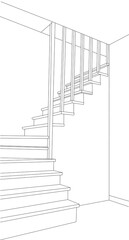 staircase interior, sketch vector, isolated