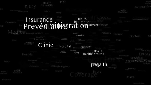 HEALTH INSURANCE Keywords Animation, Background, Loop, 4k

