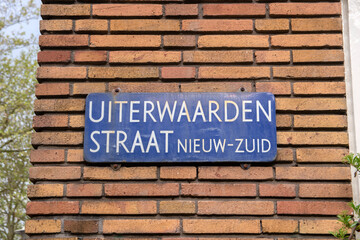 Fototapeta na wymiar Street Sign Uiterwaardenstraat At Amsterdam The Netherlands 18-5-2021