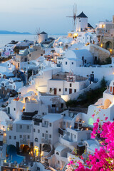 Fototapeta premium Oia village at night, Santorini