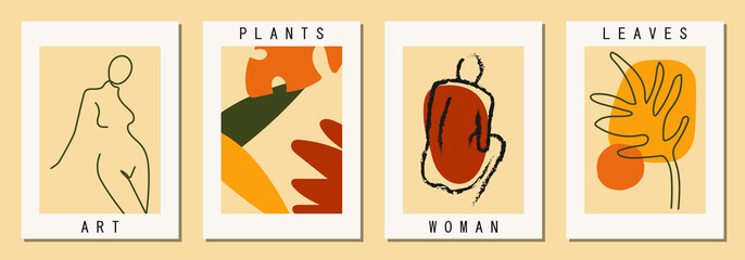 Set of vertical abstract backgrounds or card templates in modern colors, in popular art style