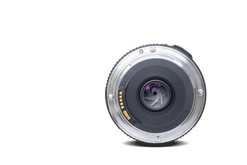cut out focus at aperture of  dslr, mirrorless camera lens on isolate background, and copy space for photography, film, or shutter movie technology concept in studio