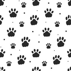 Seamless pattern with paws. Vector illustration