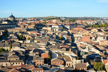 Fototapeta na wymiar Toledo, Spain - October 29, 2020: View to the old town from the hill