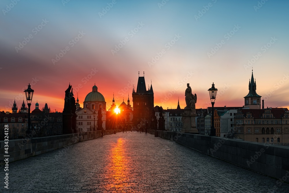 Wall mural Prague skyline sunrise