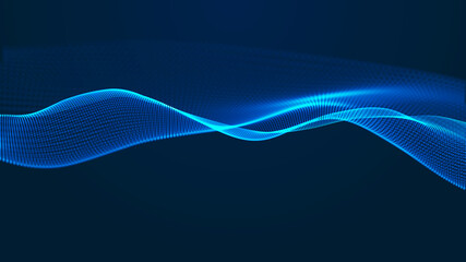 Abstract digital background. Futuristic wave of dots and weave lines. Digital technology. 3d rendering.