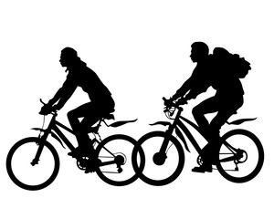 Young athlete on a bike for extreme stunts. Isolated silhouette on a white background