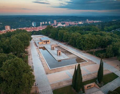 Madrid Temple Of Debod aerial view