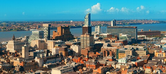 Liverpool skyline rooftop view