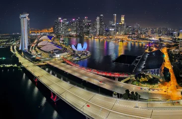 Foto op Plexiglas Helix Bridge Beautiful singapore city at night.