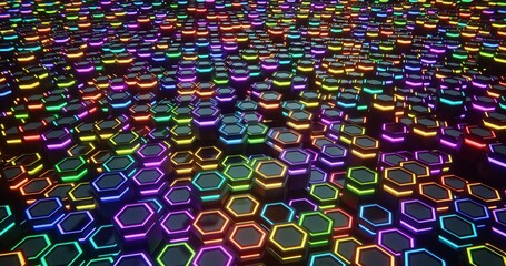 Multicolored. Hexagon abstract background. hexagonal structure 3d illustration