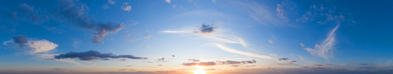 Fototapeta premium panorama sky. Beautiful cloud in the sunrise sky background. Sky banners background.