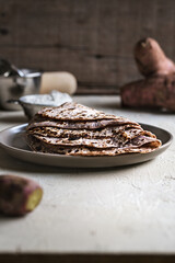 Homemade Purple Sweet Potato Tortillas by some ingredients