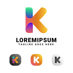 modern letter K initial Logo colorful
