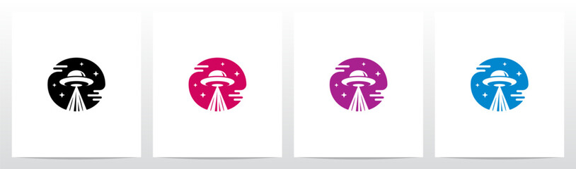 Flying Saucer Beaming Up Logo Design © recehan