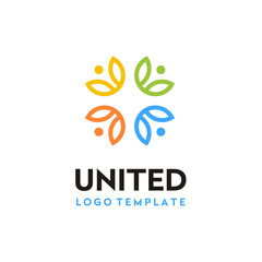 Fototapeta premium Colorful simple floral pattern. Modern Beauty Flower with rainbow color logo design
