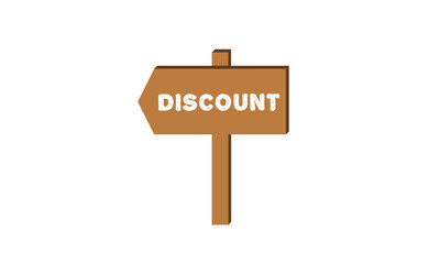 Wooden plank discount label tag. isolated white. vector illustration