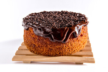 Carrot cake with chocolate icing. Brazilian carrot cake.