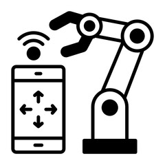 The Internet of Robotic Things Concept Vector line Icon Design, Internet of things symbol on white background, IoT and automation stock illustration