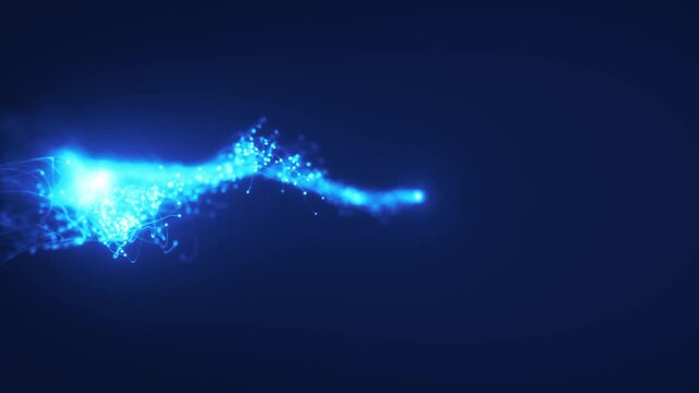 Abstract Fluid Particles Graphic Intro Background/ 4k animation of an abstract fluid particles background graphic design intro with light flare fading in