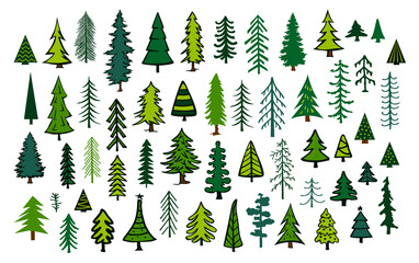 cute abstract conifer evergreen pine fir christmas needle trees collection