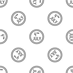 Grey line Day calendar with date July 4 icon isolated seamless pattern on white background. USA Independence Day. 4th of July. Vector
