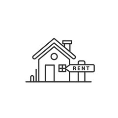 House for rent icon logo vector illustration concept. Real estate for rent, house for sale sign, vector line icon.