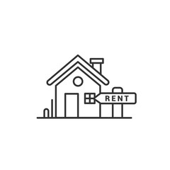 House for rent icon logo vector illustration concept. Real estate for rent, house for sale sign, vector line icon.